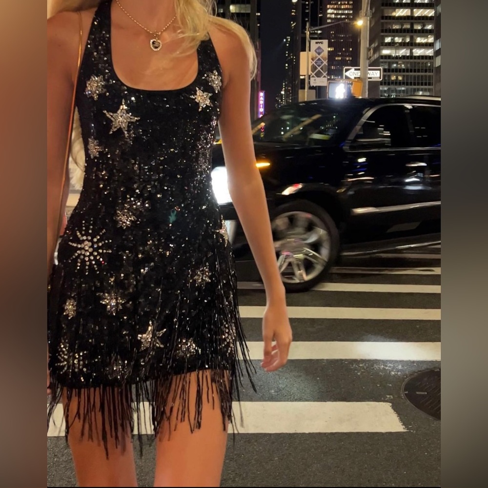 Munroe Embellished Mini Dress in Black & Silver DUNDAS x REVOLVE
